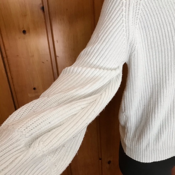 White Off The Shoulder Knit Sweater Top - Picture 4 of 5